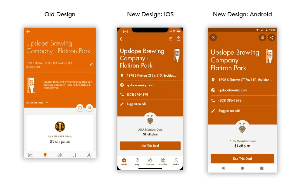 Redesigned location detail page with supporting iconography and clearer hierarchy