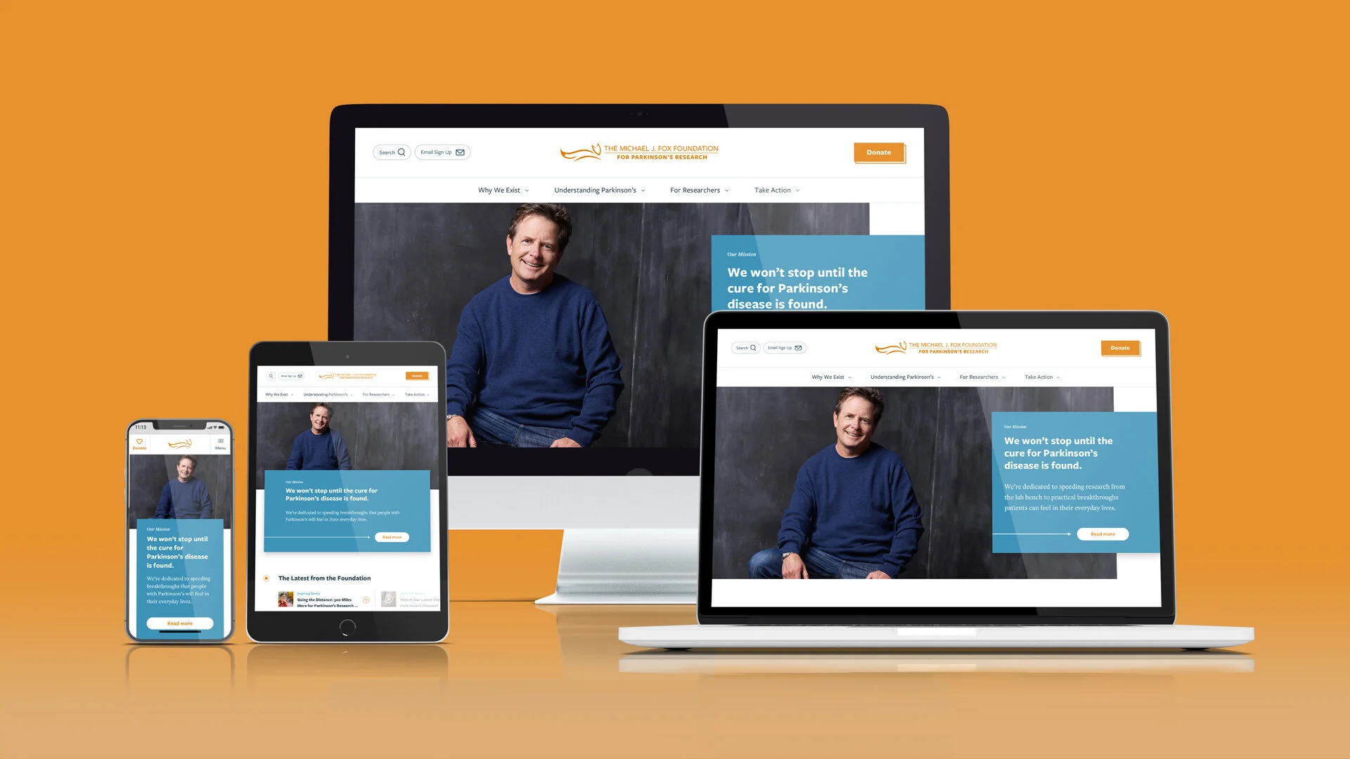 The redesigned MichaelJFox.org, the heart of the Foundation's digital ecosystem
