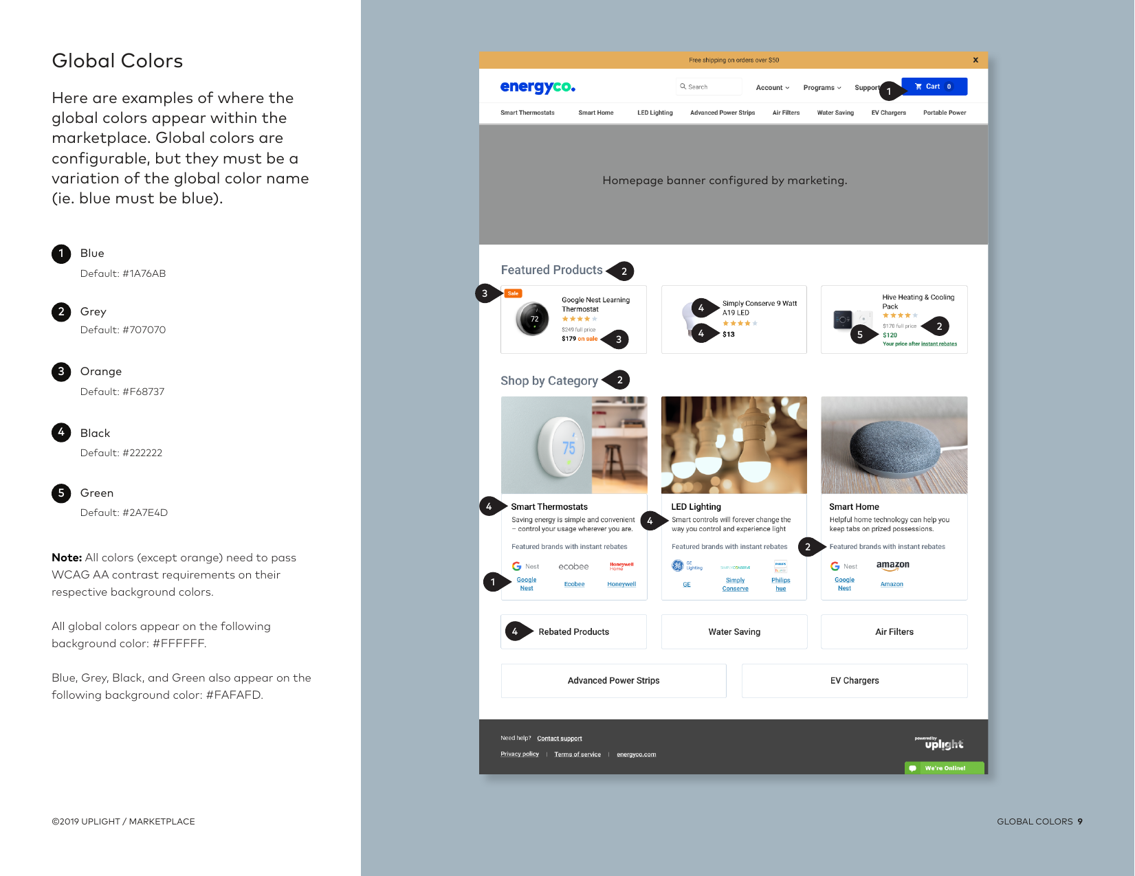 The global color system: brand colors vary per utility while semantic colors stay fixed