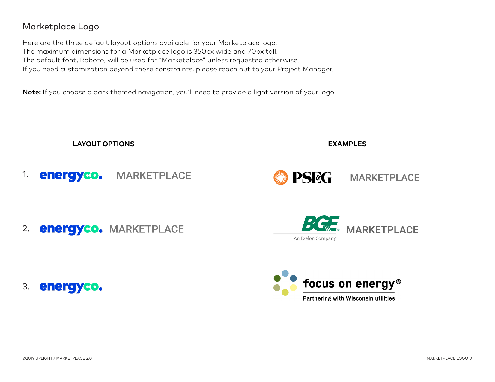 Three logo layout options that let any utility co-brand the store