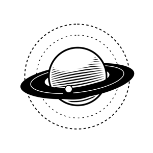 Animated line illustration of the planet Saturn and its rings