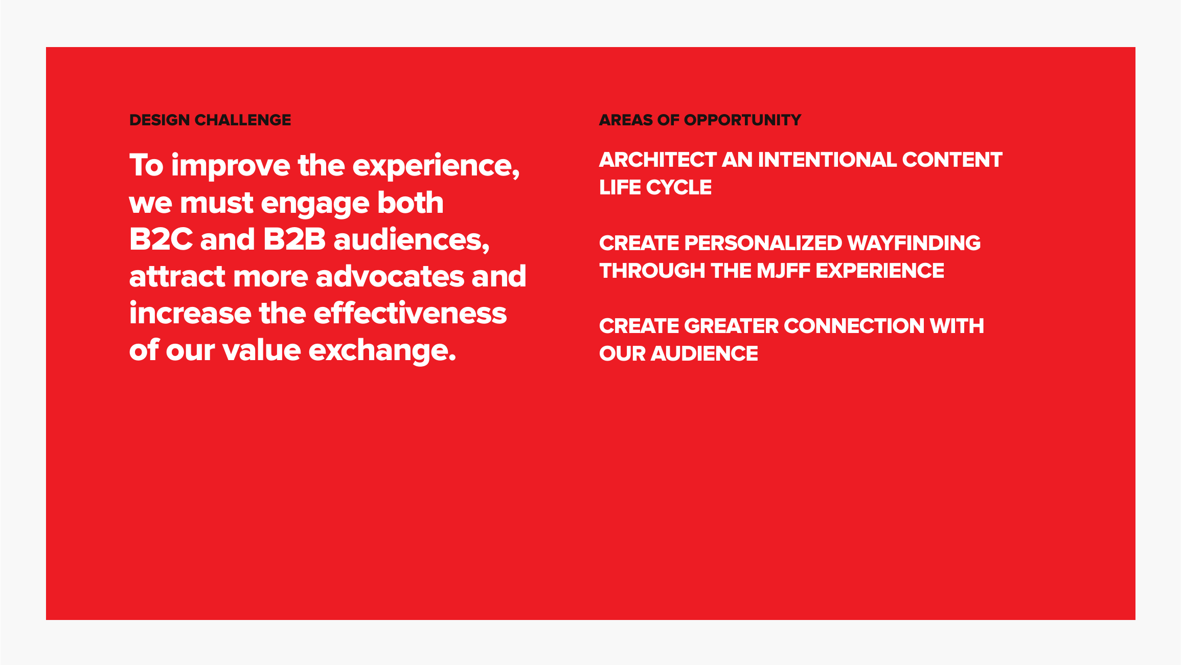 The design challenge and the three strategic areas of opportunity