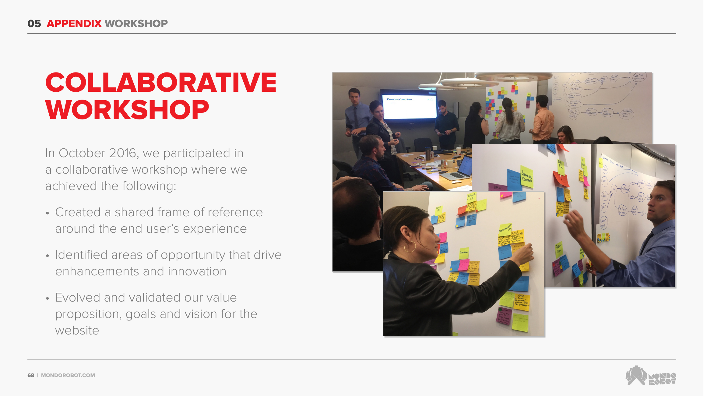 The collaborative workshop: mapping flows and prioritizing How Might We notes