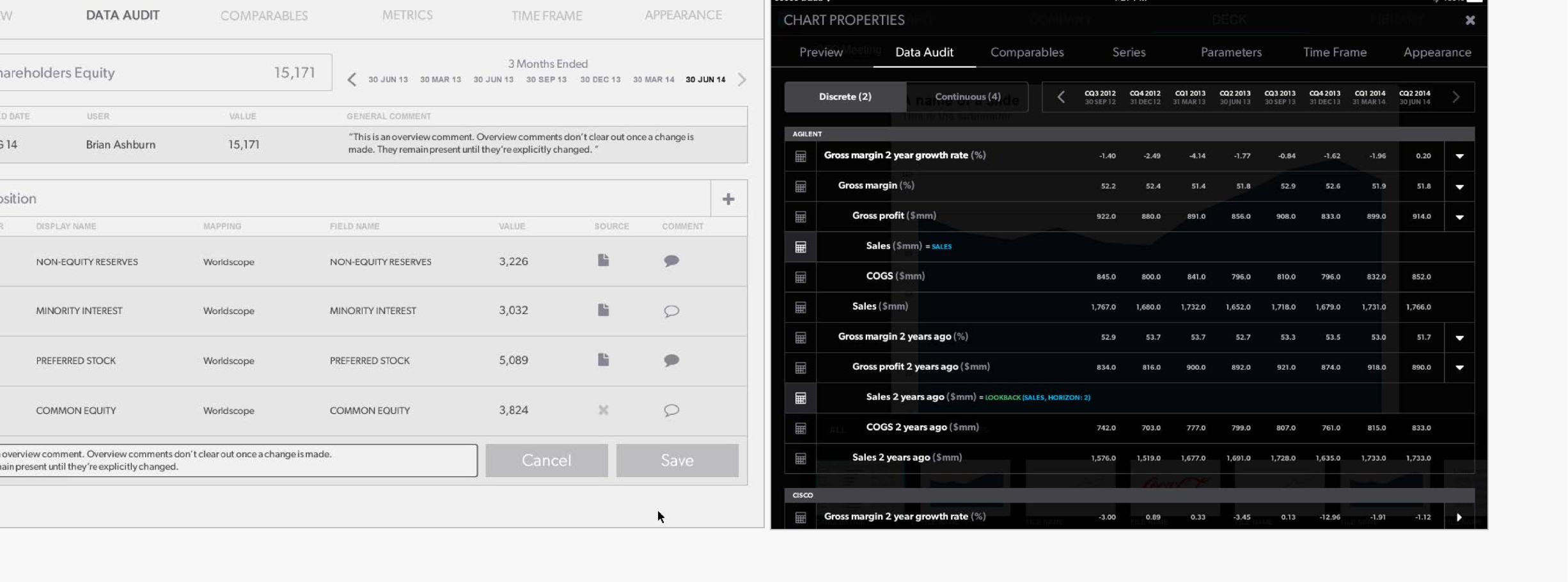 Data Audit, from wireframe to high-fidelity UI, so every number could be traced to its source